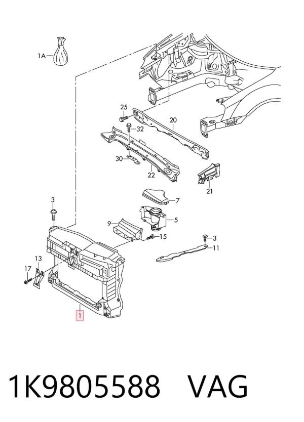 Soporte de radiador 1K9805588 VAG