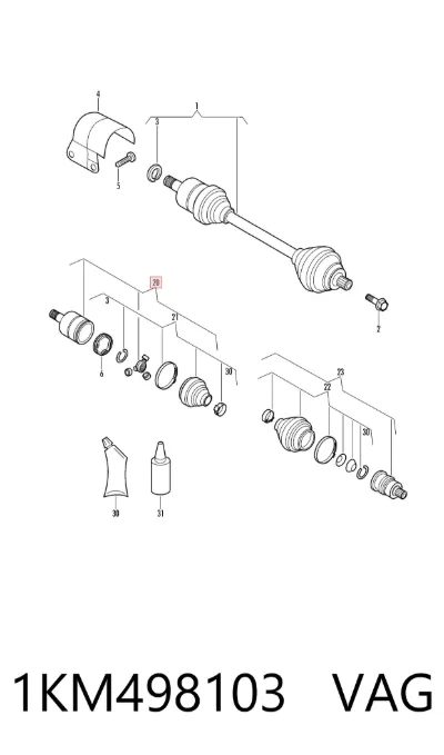 Junta homocinética interna delantera VAG 1KM498103