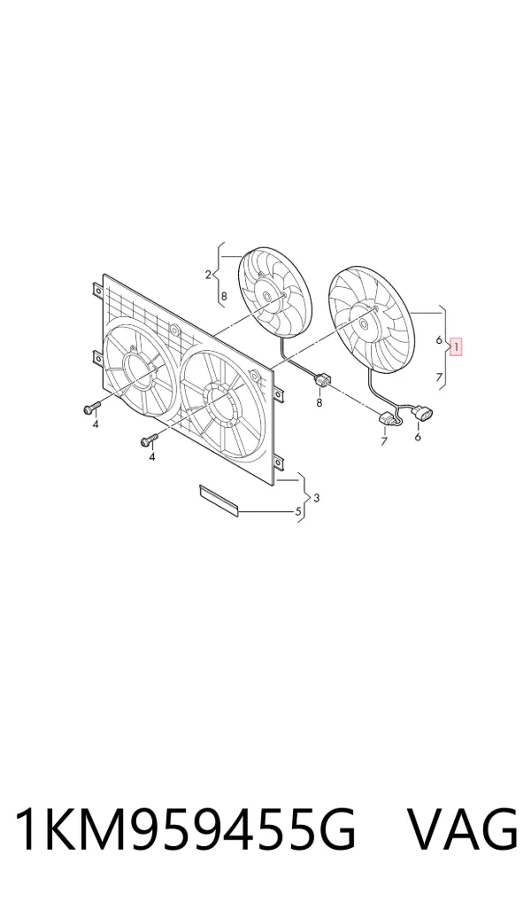 Ventilador eléctrico de refrigeración completo izquierdo (motor y hélice) 1KM959455G VAG