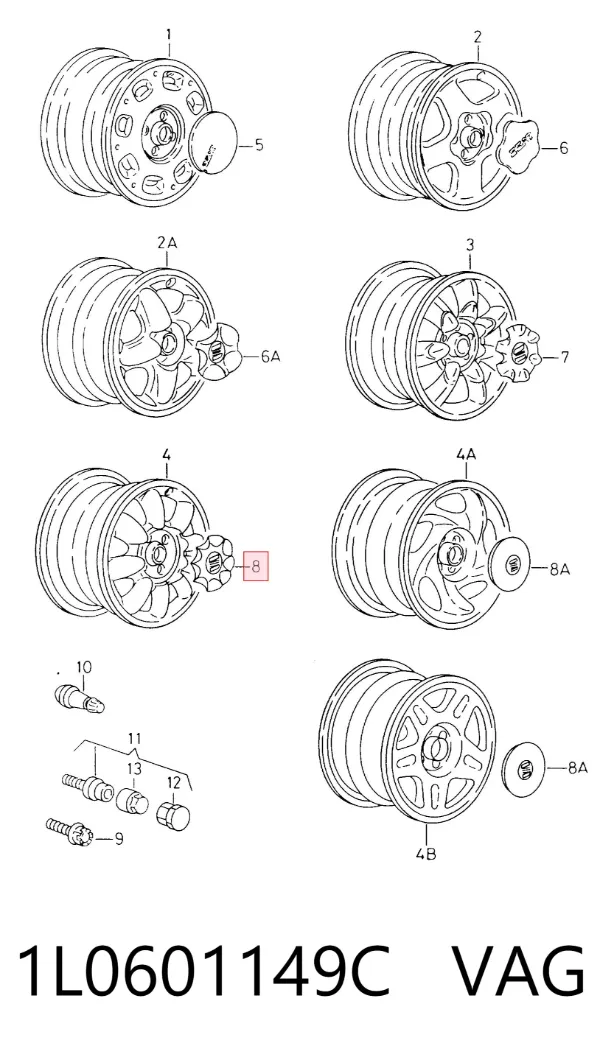 Tapacubos 1L0601149C VAG