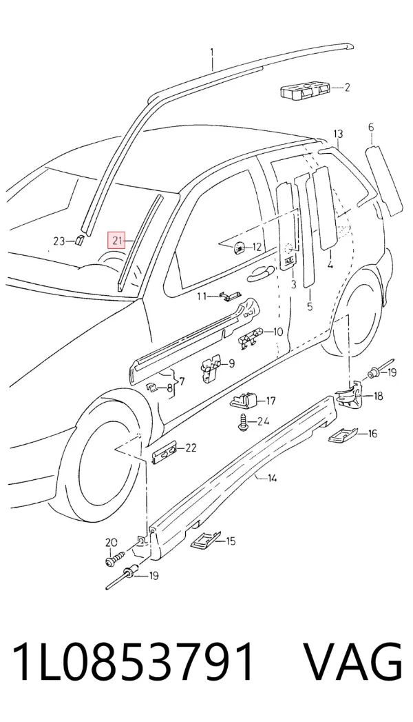 Moldura de parabrisas Seat Inca 6K9