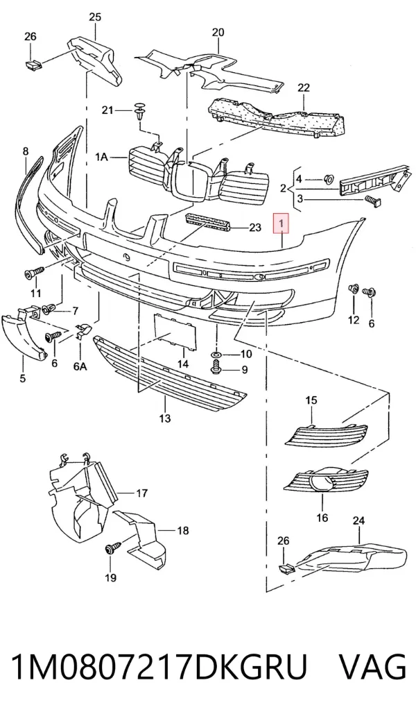 Paragolpes 1M0807217DKGRU VAG