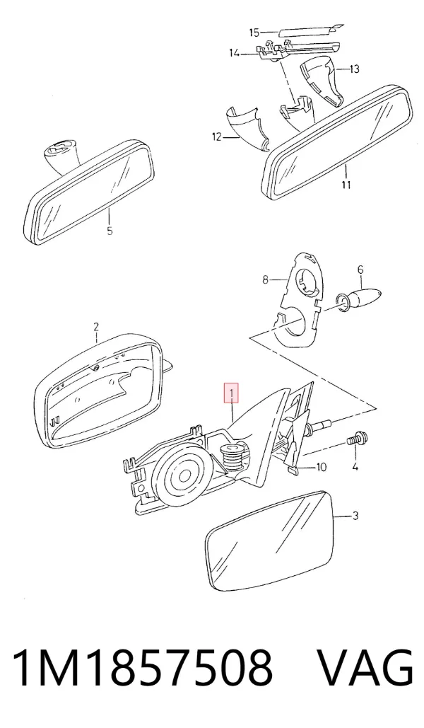 Espejo de retrovisor derecho 1M1857508 VAG