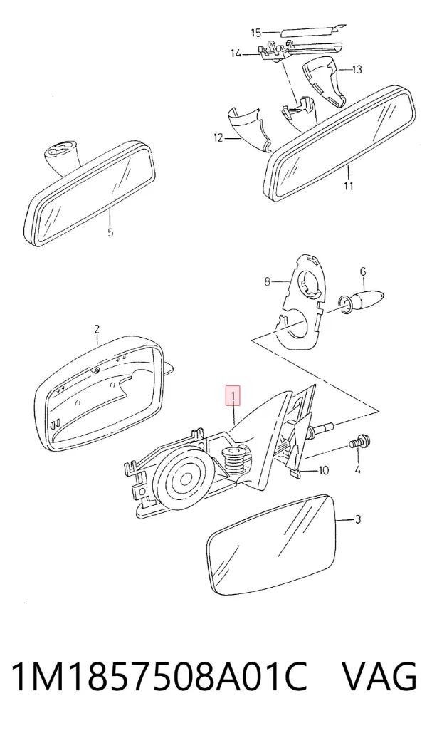 Espejo de retrovisor derecho 1M1857508A01C VAG