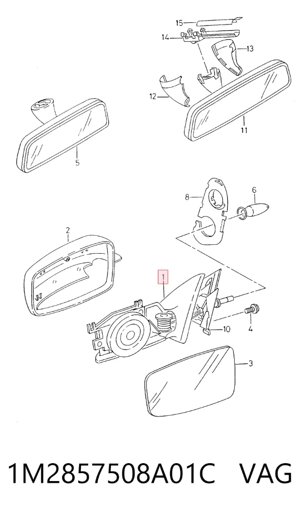 Espejo de retrovisor derecho 1M2857508A01C VAG