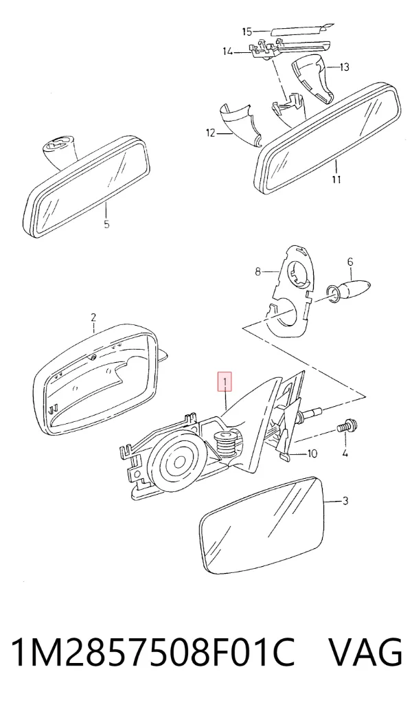 Espejo de retrovisor derecho 1M2857508F01C VAG