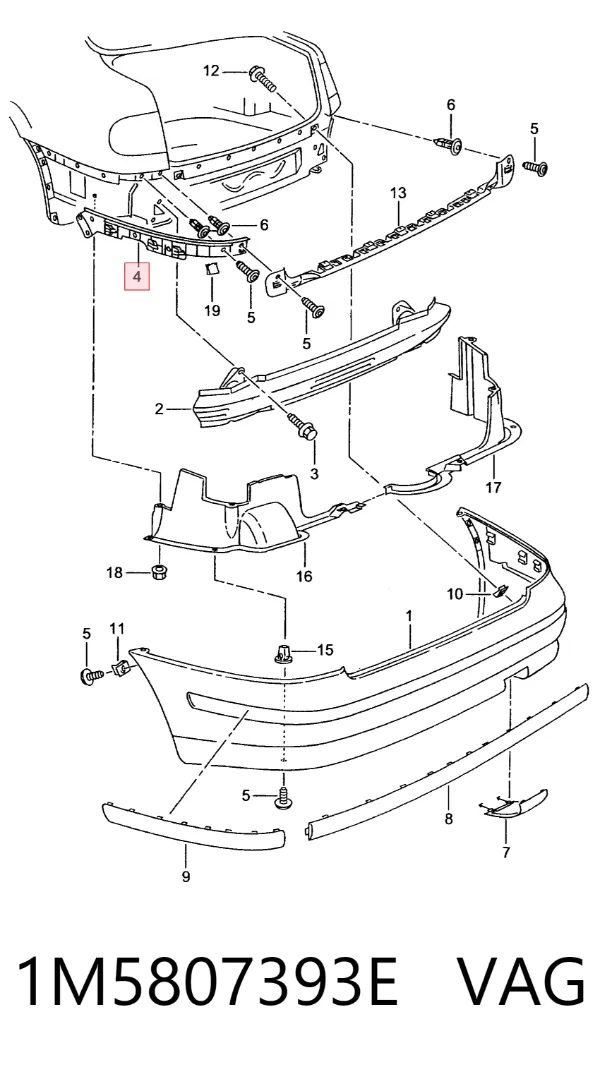 Soporte delantero izquierdo para aleta delantera 1M5807393E VAG