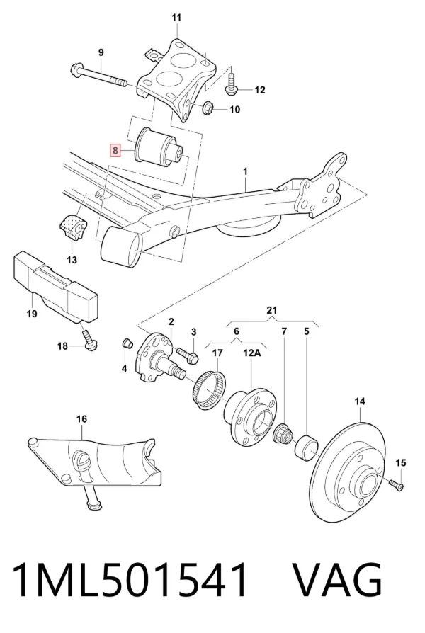 Silentblock trasero 1ML501541 VAG