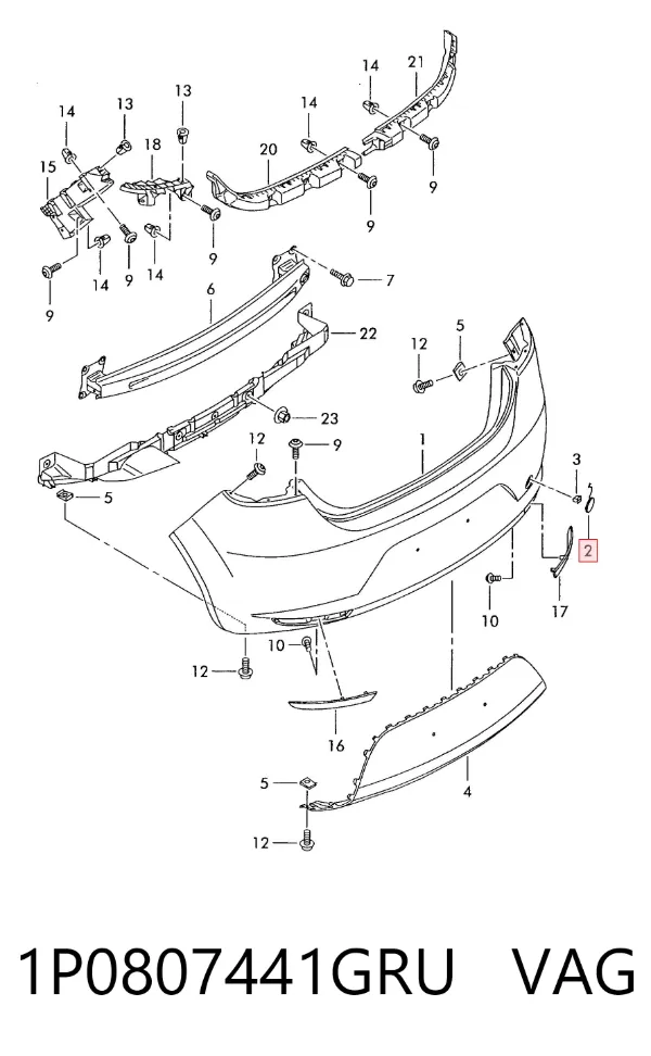 Tapa del enganche de remolcado delantera 1P0807441GRU VAG
