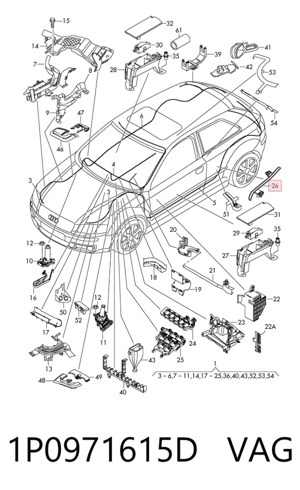 Mazo de cables del compartimiento del motor 1P0971615D VAG