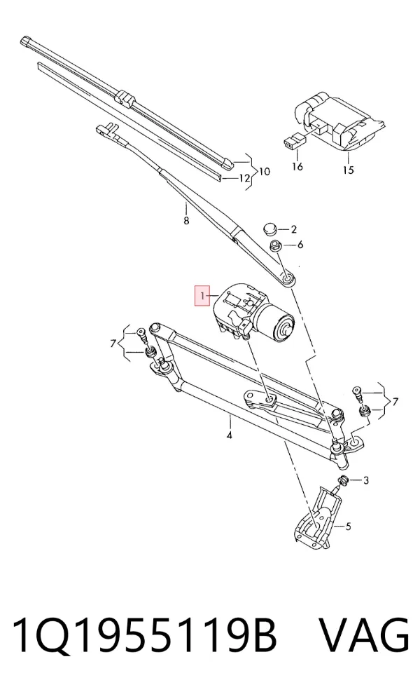 Motor limpiaparabrisas 1Q1955119B VAG