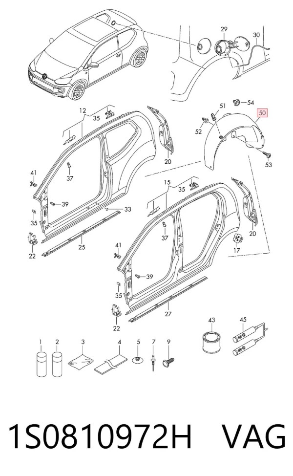 Guardalodo interior derecho, aleta trasera 1S0810972H VAG