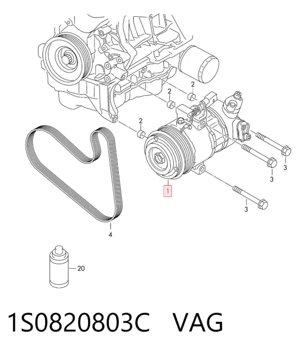 Compresor de aire acondicionado 1S0820803C VAG