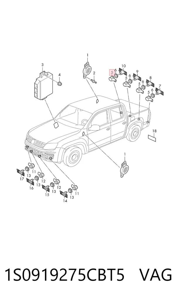 Sensor de estacionamiento delantero/trasero central 1S0919275CBT5 VAG