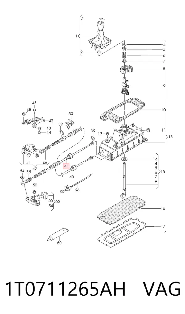 Cable de caja de cambios 1T0711265AH VAG