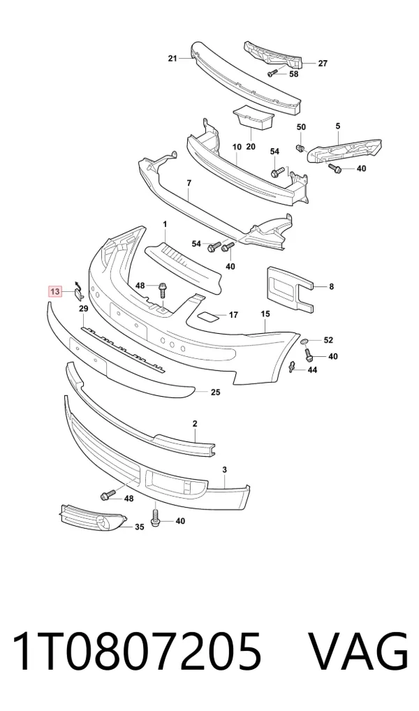 Tapa del enganche de remolcado delantera 1T0807205 VAG