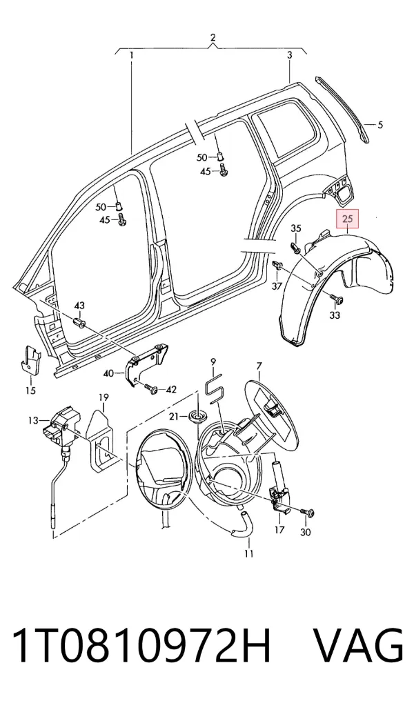 Guardalodo interior derecho, aleta trasera 1T0810972H VAG