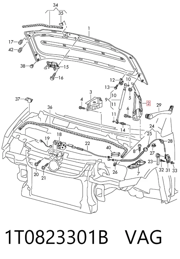Bisagra izquierda del capó 1T0823301B VAG