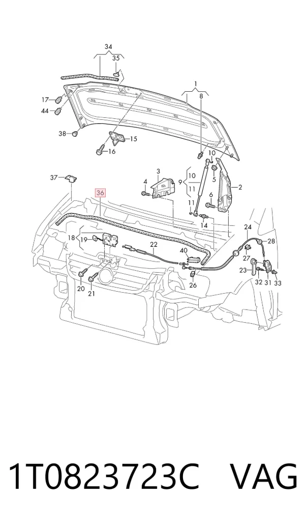 Sellador del capó 1T0823723C VAG
