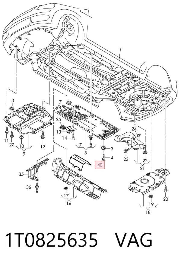 Protección motor / empotramiento 1T0825635 VAG