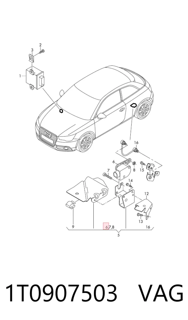 Sensor de nivel de carrocería trasero 1T0907503 VAG