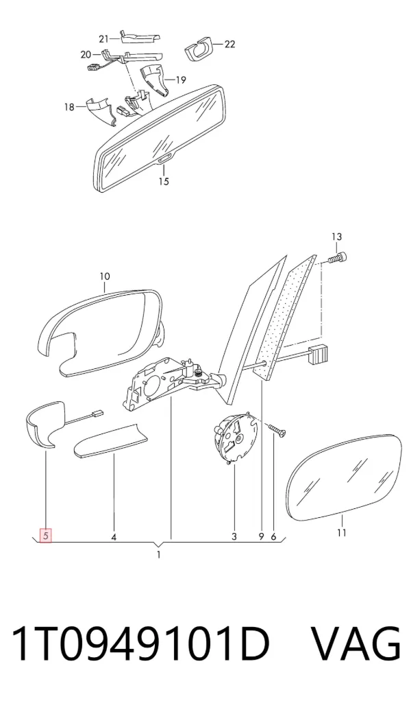 Luz intermitente de espejo retrovisor izquierdo 1T0949101D VAG