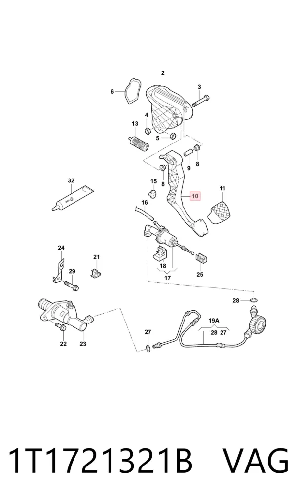 Pedal embrague 1T1721321B VAG