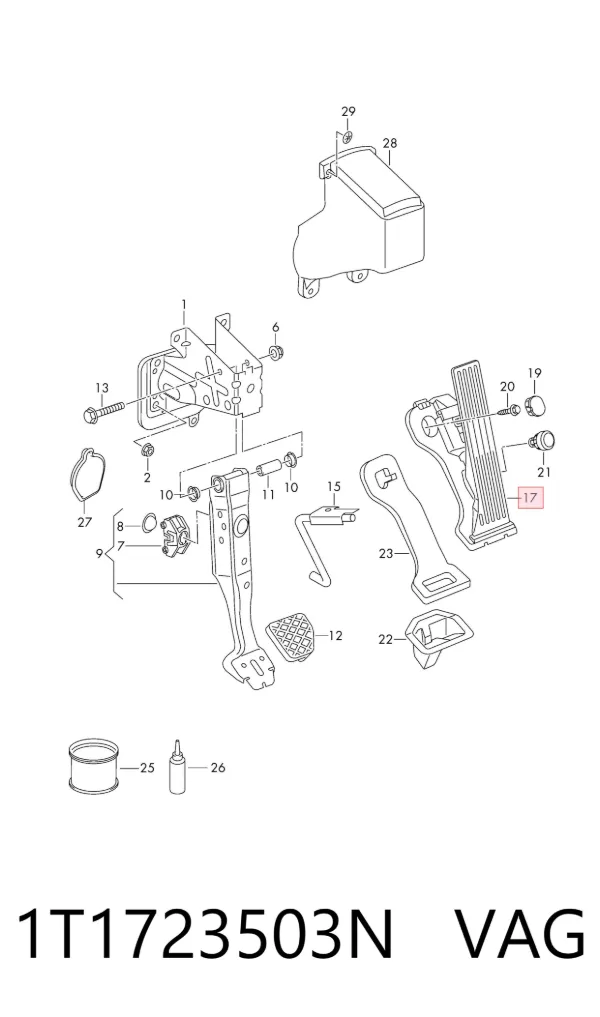 Pedal del acelerador 1T1723503N VAG