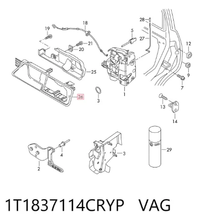 Manija interior de puerta delantera derecha VAG 1T1837114CRYP