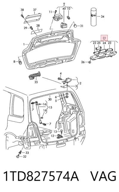Manija exterior de tapa de maletero VAG 1TD827574A