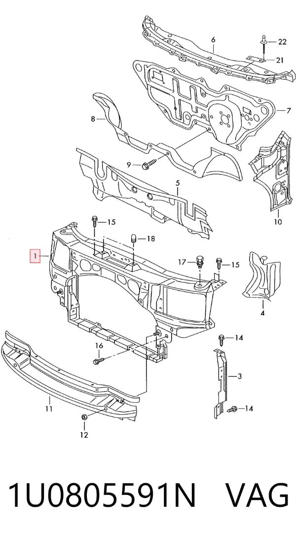 Soporte de radiador 1U0805591N VAG