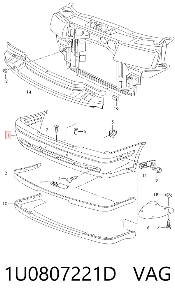 Paragolpes 1U0807221D VAG