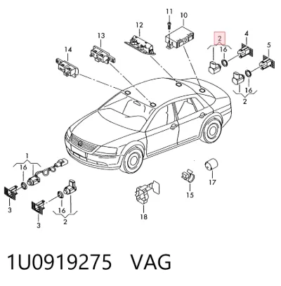 Sensor lateral delantero/trasero de aparcamiento VAG 1U0919275