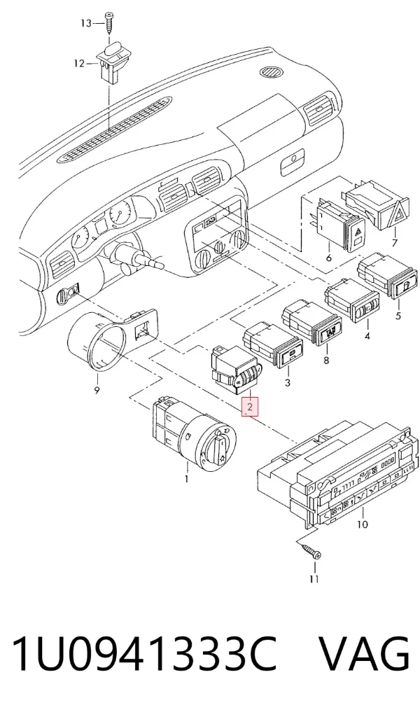 Botón del regulador de altura de faros 1U0941333C VAG