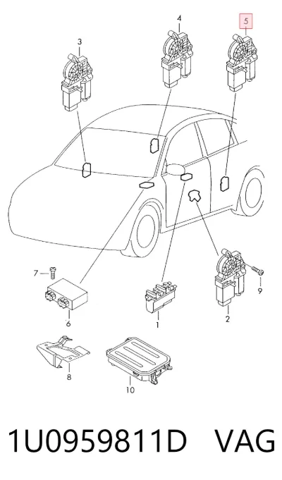 Motor del elevalunas de la puerta trasera izquierda VAG 1U0959811D
