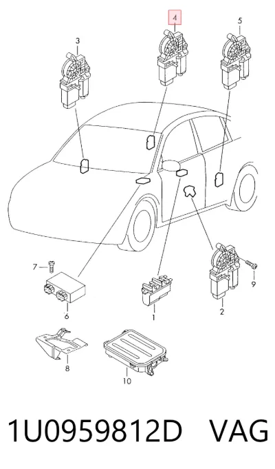 Motor del elevalunas de la puerta trasera derecha VAG 1U0959812D