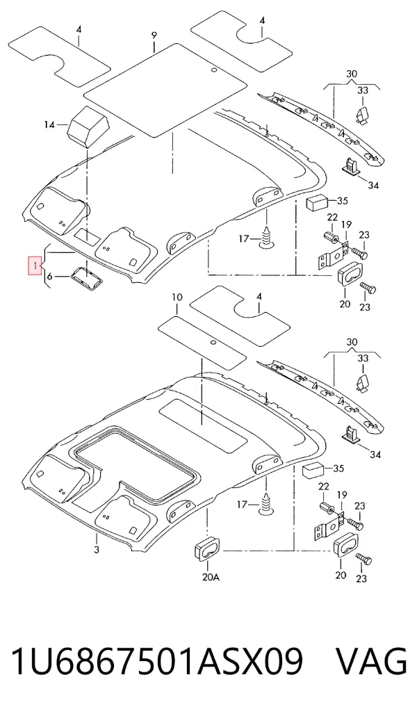 Techo interior 1U6867501ASX09 VAG