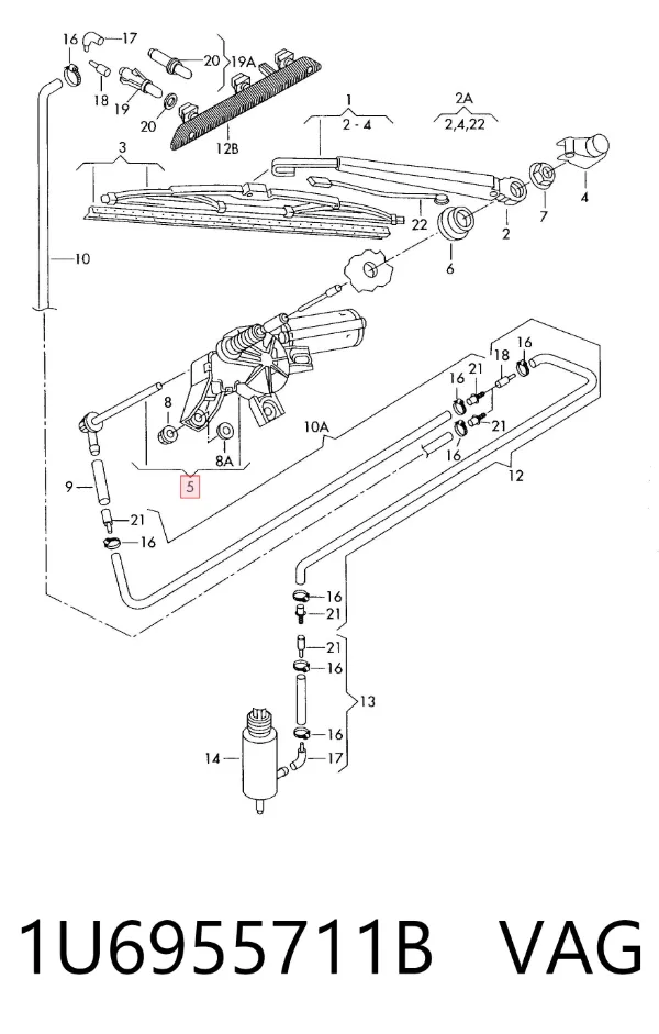 Motor limpiaparabrisas, trasera 1U6955711B VAG