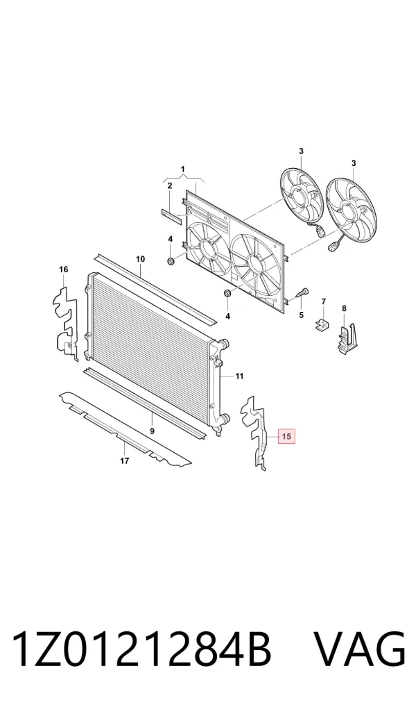 Deflector de aire del radiador derecho 1Z0121284B VAG