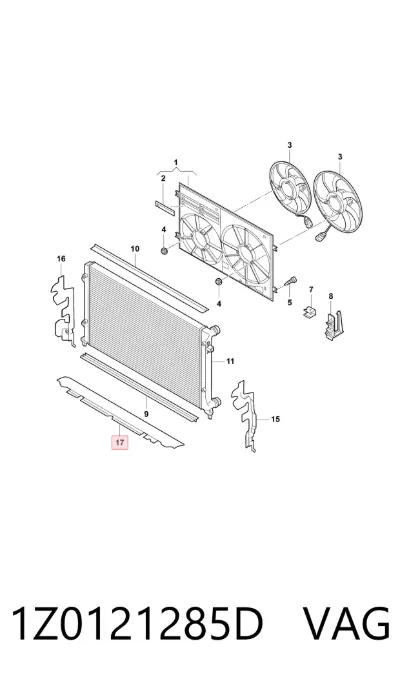 Deflector de aire superior del radiador VAG 1Z0121285D