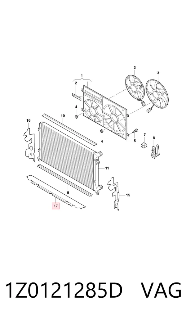 Deflector de aire superior del radiador 1Z0121285D VAG