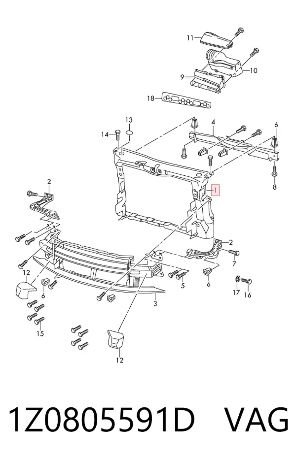Soporte de radiador 1Z0805591D VAG