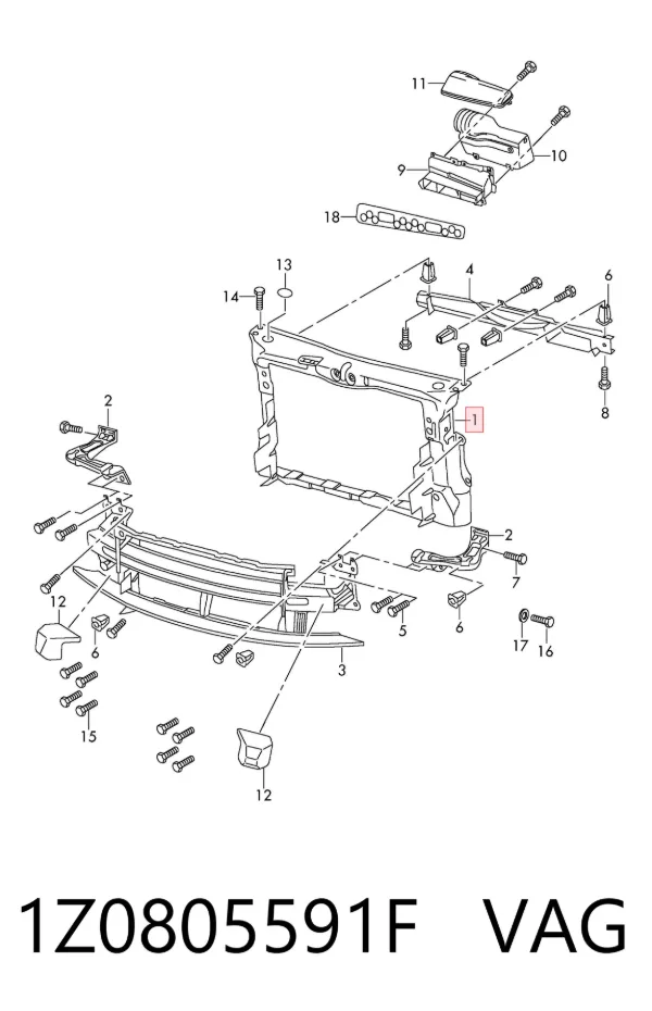 Soporte de radiador 1Z0805591F VAG