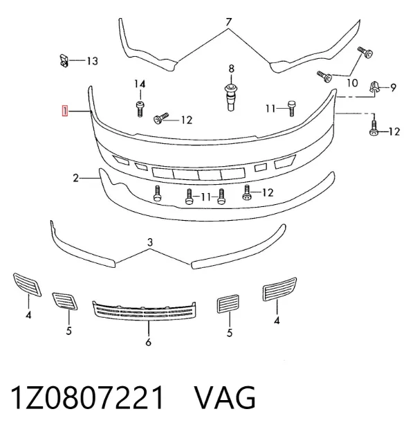 Paragolpes 1Z0807221 VAG