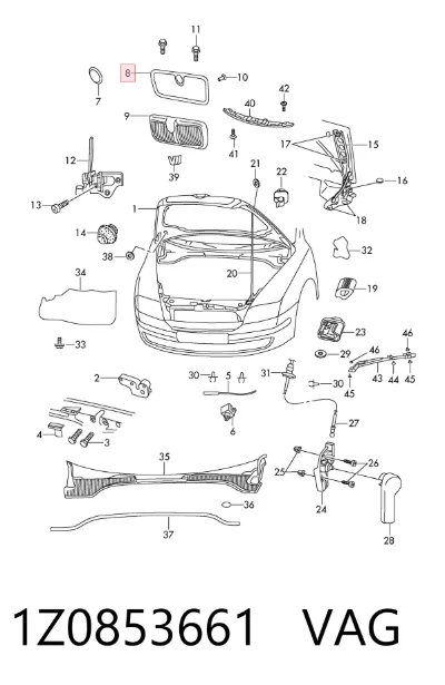 Moldura de la rejilla del radiador VAG 1Z0853661