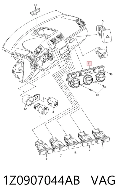 Módulo de modos de calefacción/aire acondicionado VAG 1Z0907044AB