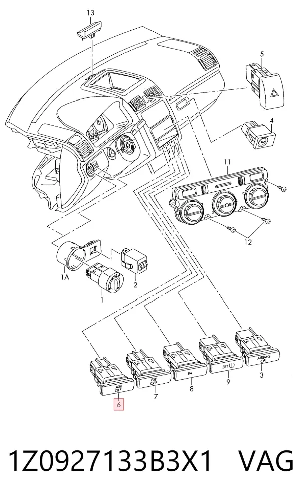 Botón ASR 1Z0927133B3X1 VAG