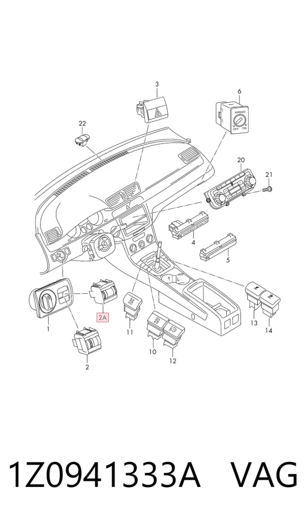 Botón del regulador de altura de faros 1Z0941333A VAG