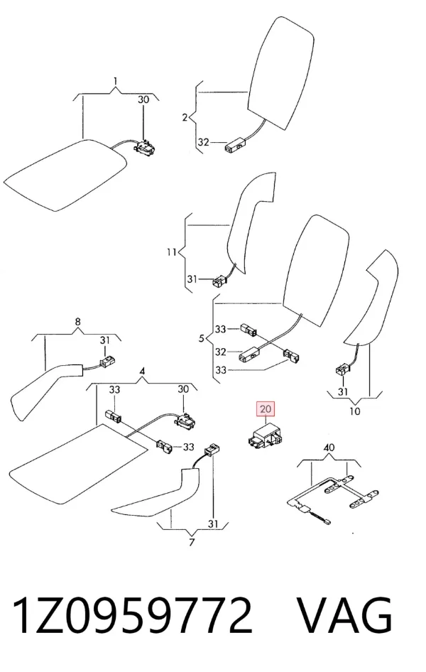 Relé de calefacción de asiento 1Z0959772 VAG
