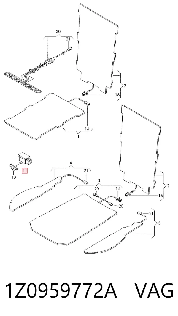 Relé de calefacción de asiento 1Z0959772A VAG